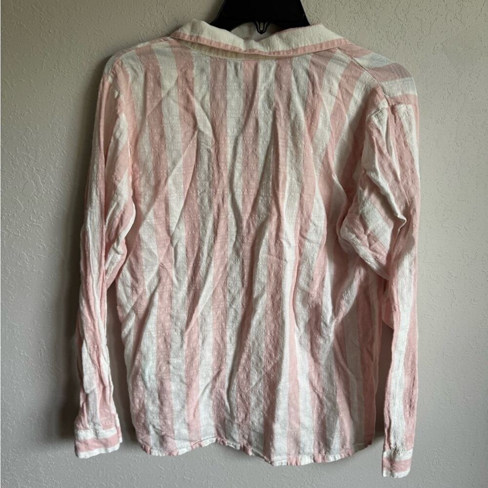 Eberjey Pink White Stripe Lightweight Long Sleeve Button Down Pajama Top Women S - Picture 5 of 5